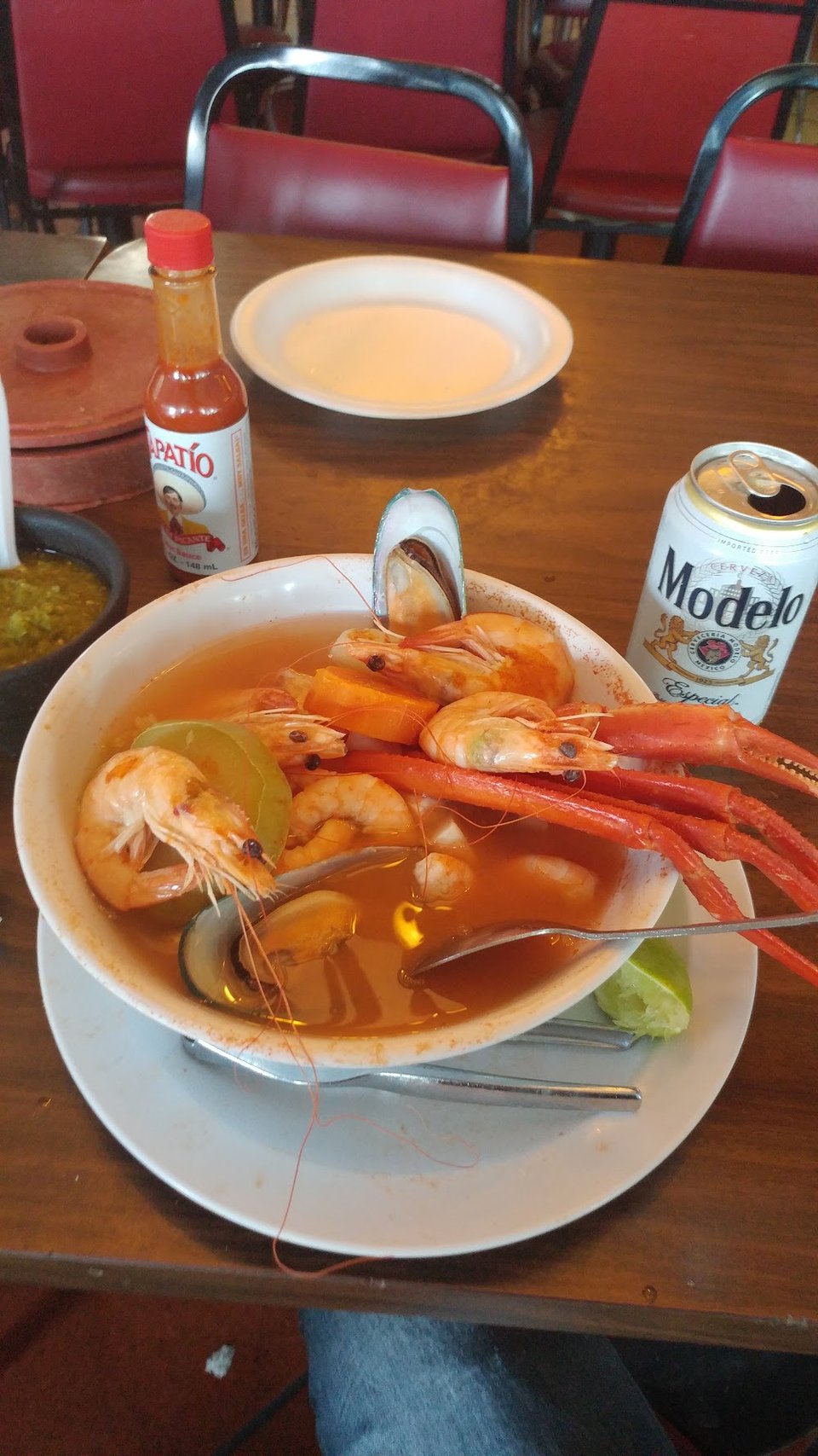 Printed menu page with seafood categories.